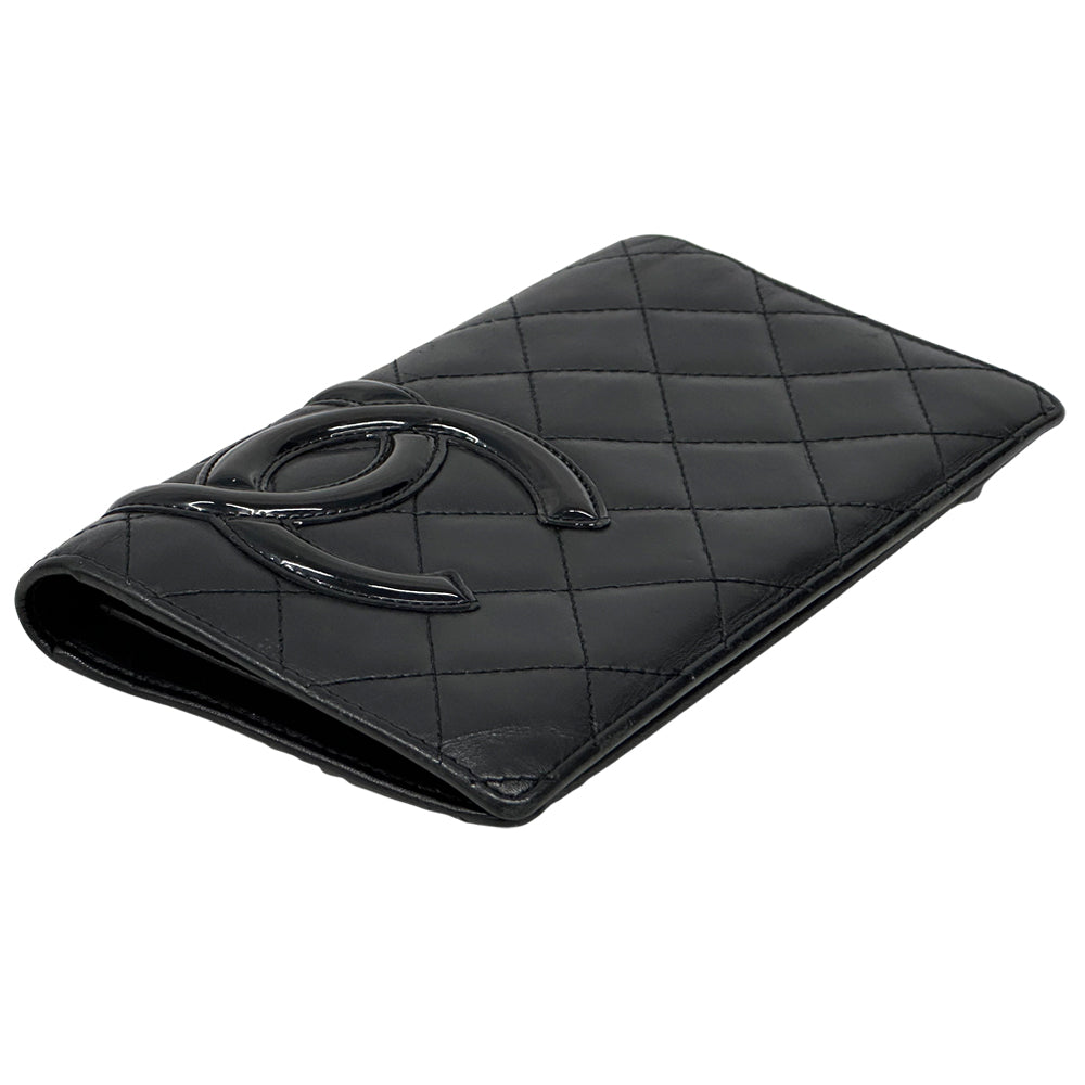 CHANEL シャネル 長財布 カンボン ブラック ラムスキン レディース 【中古】