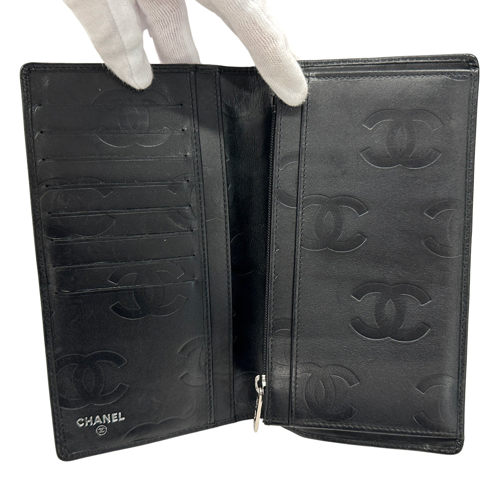 CHANEL シャネル 長財布 カンボン ブラック ラムスキン レディース 【中古】