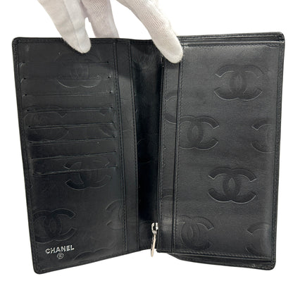 CHANEL シャネル 長財布 カンボン ブラック ラムスキン レディース 【中古】