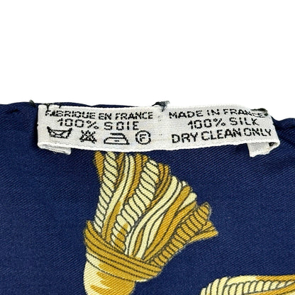 HERMES エルメス VUE DU CARROSSE DE LA GALERE LA REALE クイーンの戴冠式 スカーフ カレ90 ネイビー マルチカラー シルク レディース 【中古】