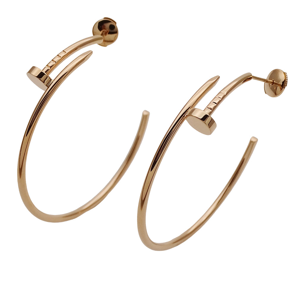 Cartier カルティエ ジュストアンクル フープ ラージ ピアス 750PG ピンクゴールド レディース 磨き済み【中古】