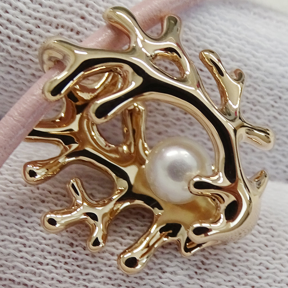 MIKIMOTO ミキモト ネックレス K18PG パール ピンクゴールド 珊瑚モチーフ 110周年記念 レディース 【中古】