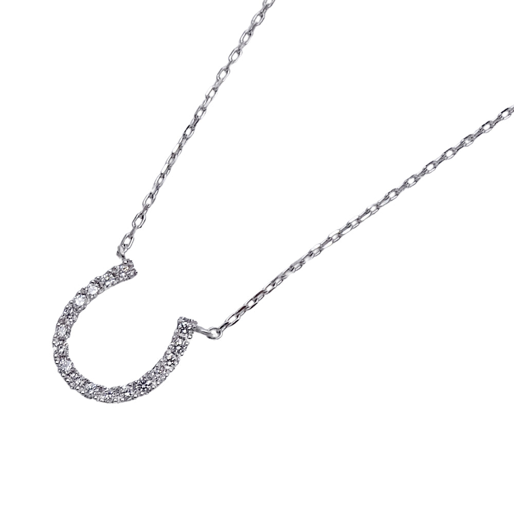 STAR JEWELRY スタージュエリー ホースシュー ネックレス K18WG ダイヤモンド D0.05 レディース 磨き済み【中古】