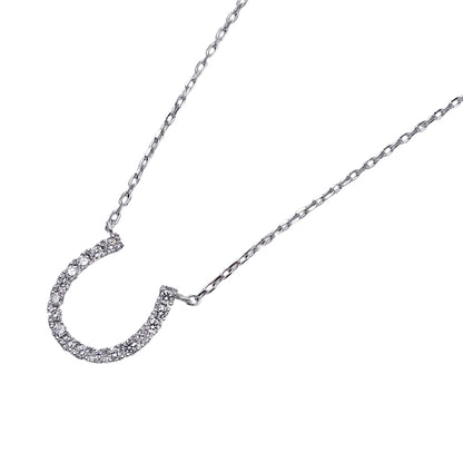 STAR JEWELRY スタージュエリー ホースシュー ネックレス K18WG ダイヤモンド D0.05 レディース 磨き済み【中古】
