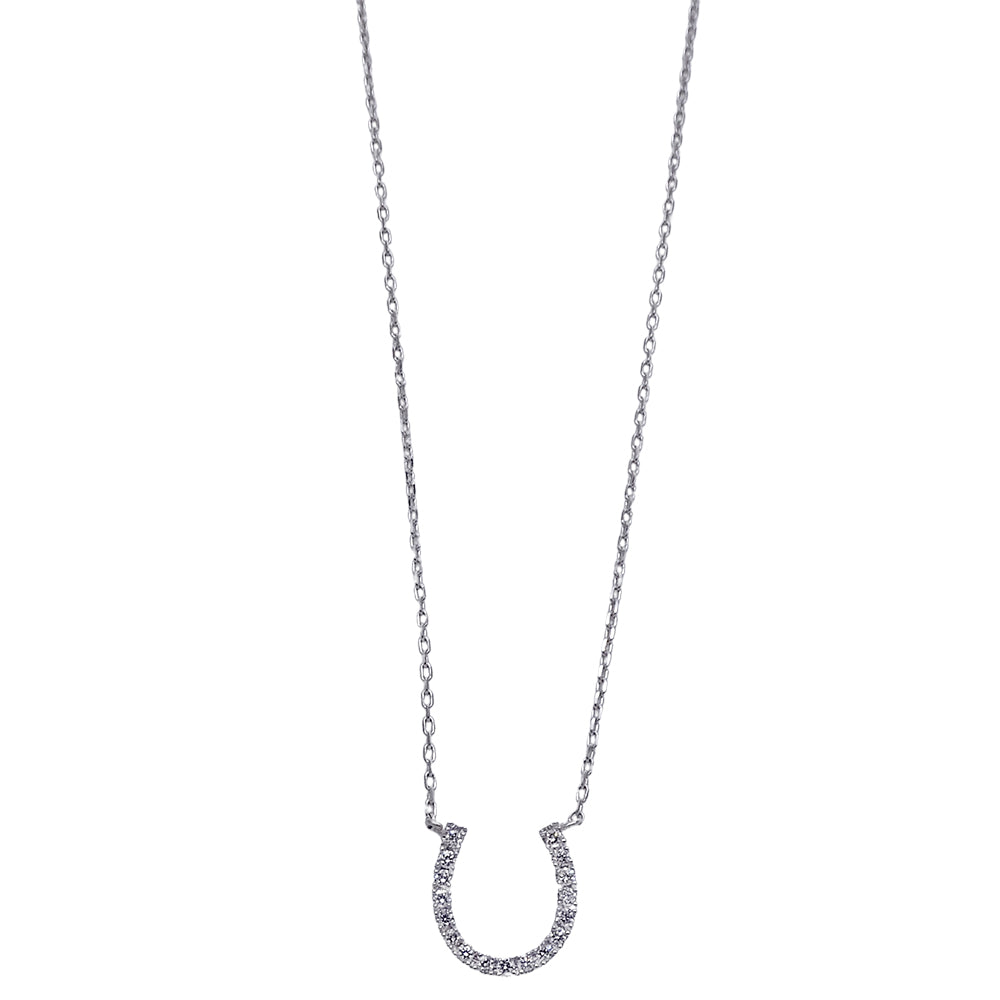 STAR JEWELRY スタージュエリー ホースシュー ネックレス K18WG ダイヤモンド D0.05 レディース 磨き済み【中古】
