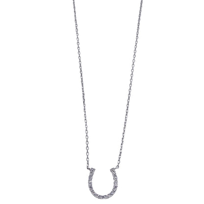 STAR JEWELRY スタージュエリー ホースシュー ネックレス K18WG ダイヤモンド D0.05 レディース 磨き済み【中古】