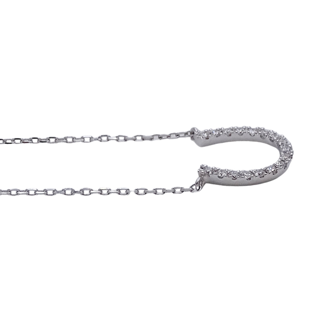 STAR JEWELRY スタージュエリー ホースシュー ネックレス K18WG ダイヤモンド D0.05 レディース 磨き済み【中古】