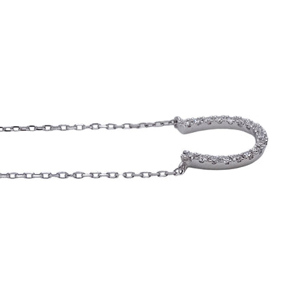 STAR JEWELRY スタージュエリー ホースシュー ネックレス K18WG ダイヤモンド D0.05 レディース 磨き済み【中古】