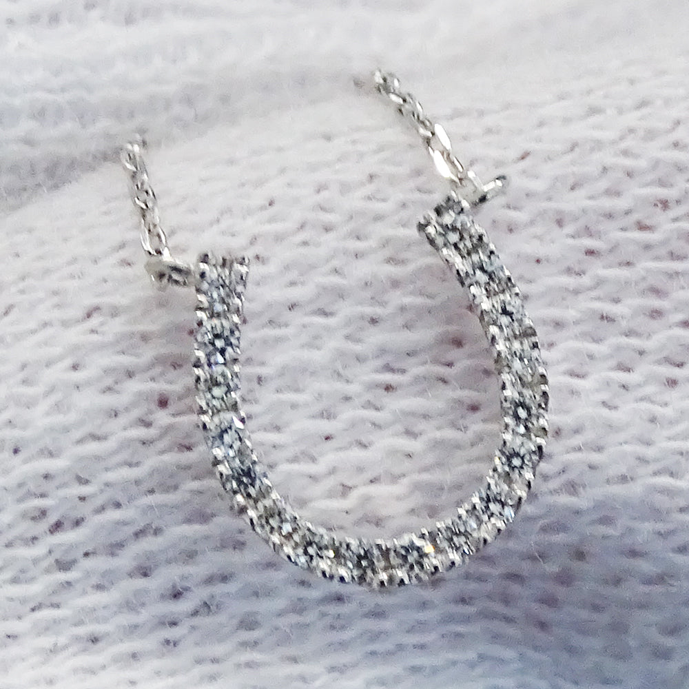 STAR JEWELRY スタージュエリー ホースシュー ネックレス K18WG ダイヤモンド D0.05 レディース 磨き済み【中古】