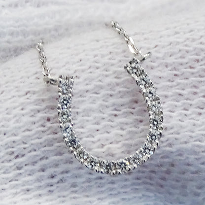 STAR JEWELRY スタージュエリー ホースシュー ネックレス K18WG ダイヤモンド D0.05 レディース 磨き済み【中古】