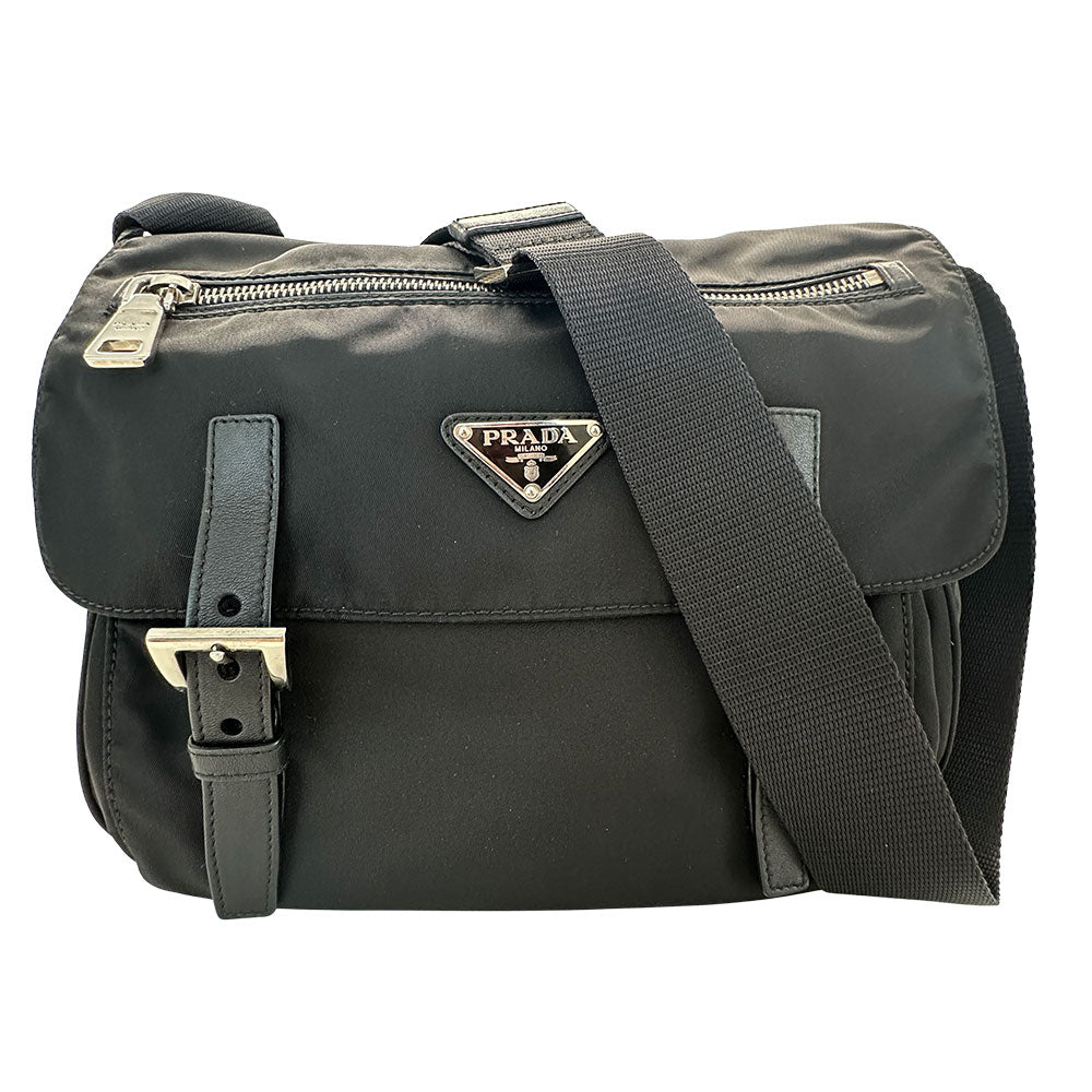 PRADA プラダ ショルダーバッグ ブラック ナイロン メンズ 【中古】