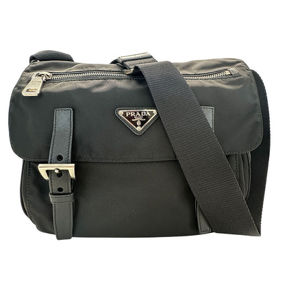 PRADA プラダ ショルダーバッグ ブラック ナイロン メンズ 【中古】