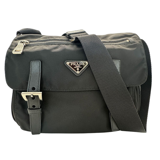 PRADA プラダ ショルダーバッグ ブラック ナイロン メンズ 【中古】