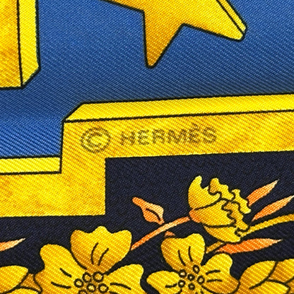 HERMES エルメス カレ90 CARPE DIEM 今日一日を楽しむ スカーフ パープル ブルー シルク レディース 【中古】