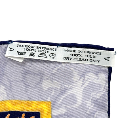 HERMES エルメス カレ90 CARPE DIEM 今日一日を楽しむ スカーフ パープル ブルー シルク レディース 【中古】