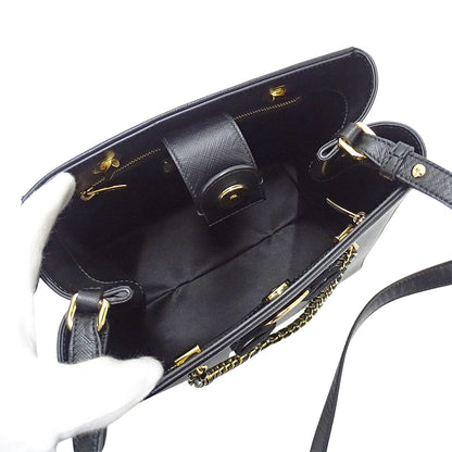 Ferragamo フェラガモ 2wayバッグ ヴァラリボン ブラック レザー レディース 【中古】
