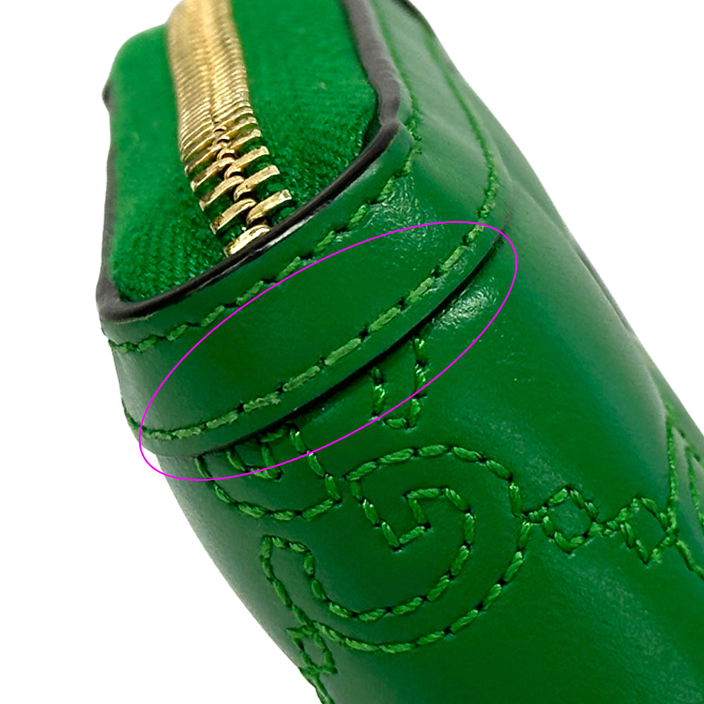 GUCCI グッチ 長財布 GGマトラッセ グリーン ゴールド金具 723784 レザー レディース メンズ 【中古】