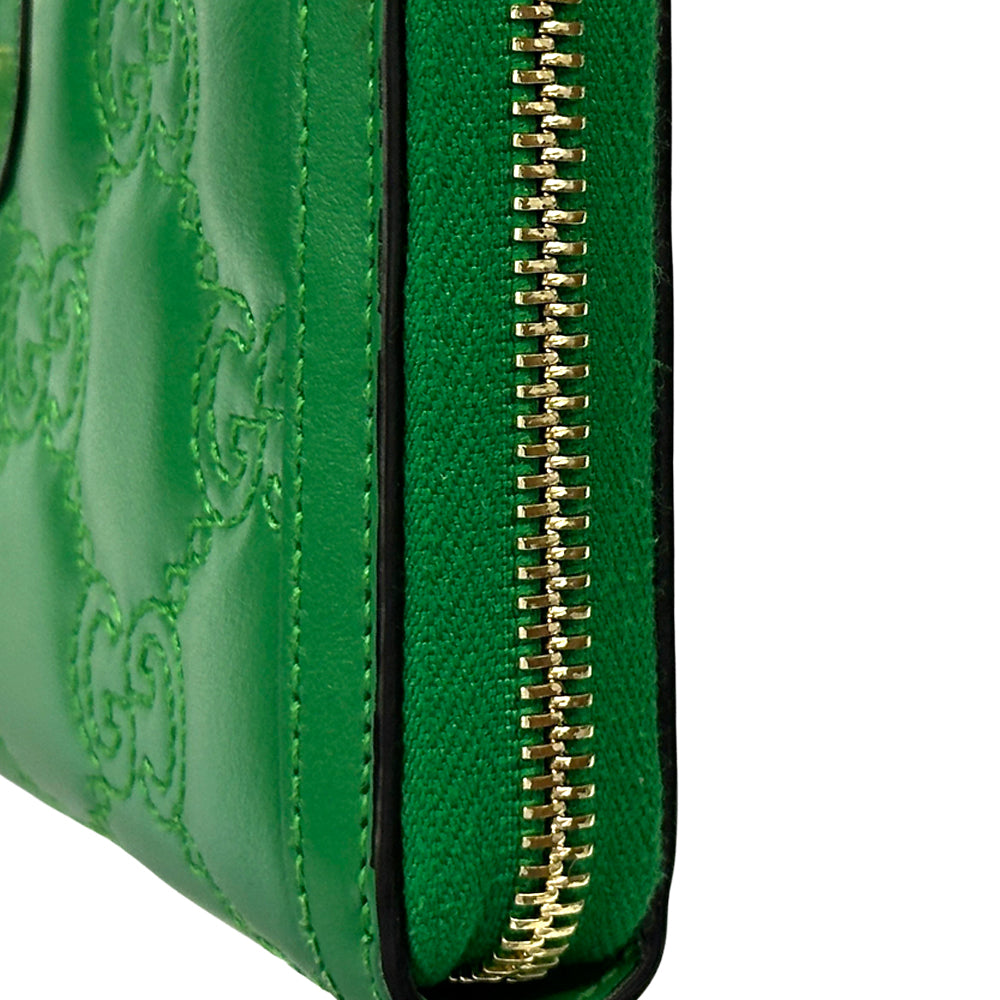GUCCI グッチ 長財布 GGマトラッセ グリーン ゴールド金具 723784 レザー レディース メンズ 【中古】