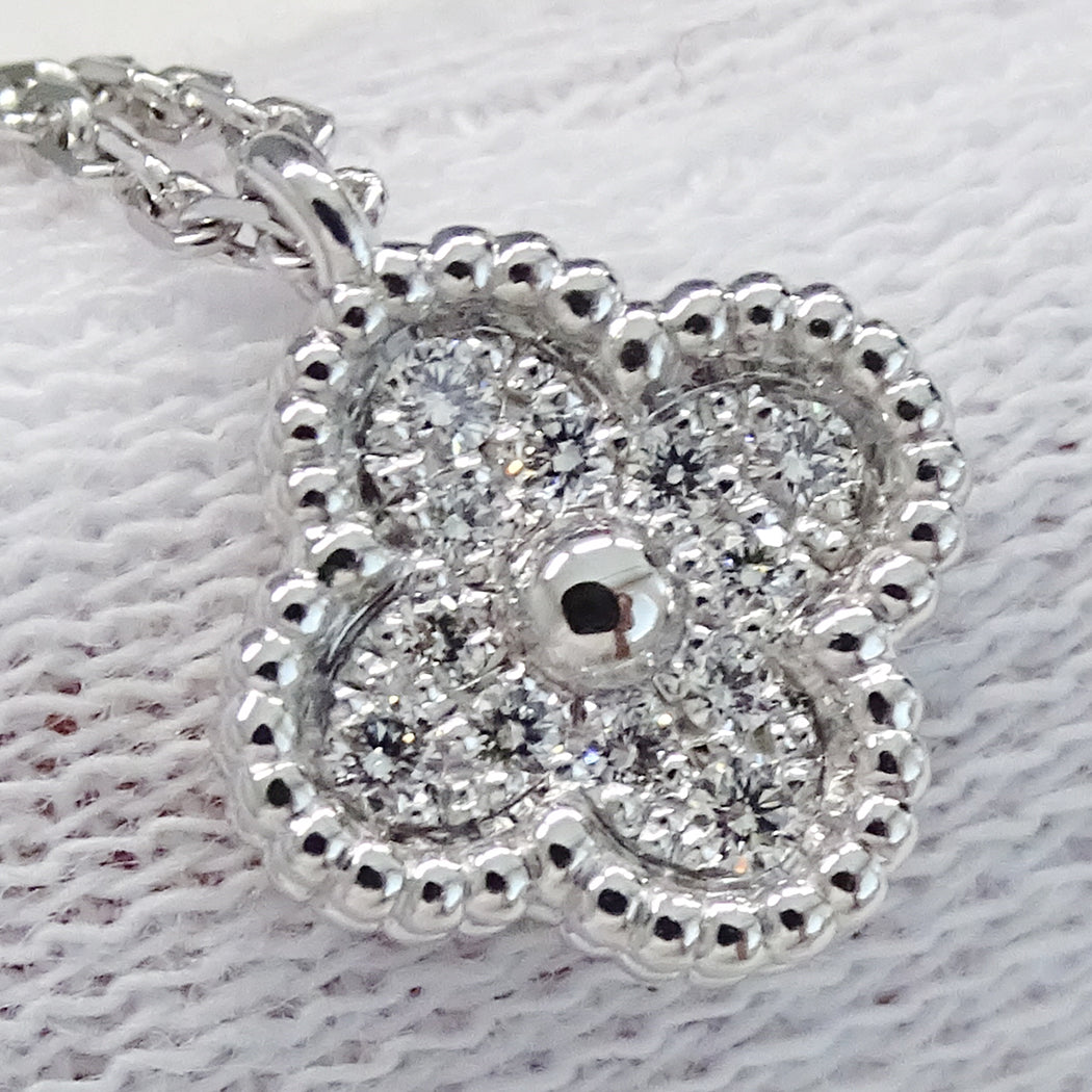 Van Cleef & Arpels ヴァンクリーフ＆アーペル スウィートアルハンブラ ネックレス 750WG ダイヤモンド レディース 磨き済み【中古】