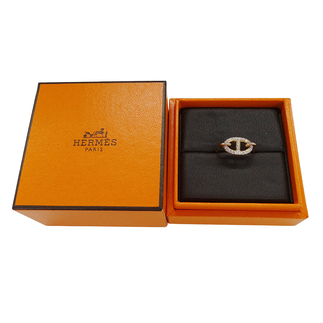 HERMES エルメス シェーヌダンクル ファランドール リング 指輪 750PG #53 約13号 レディース 磨き済み【中古】