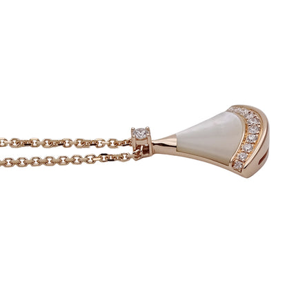 BVLGARI ブルガリ ディーヴァドリーム ネックレス 750PG ダイヤモンド マザーオブパール レディース 磨き済み【中古】