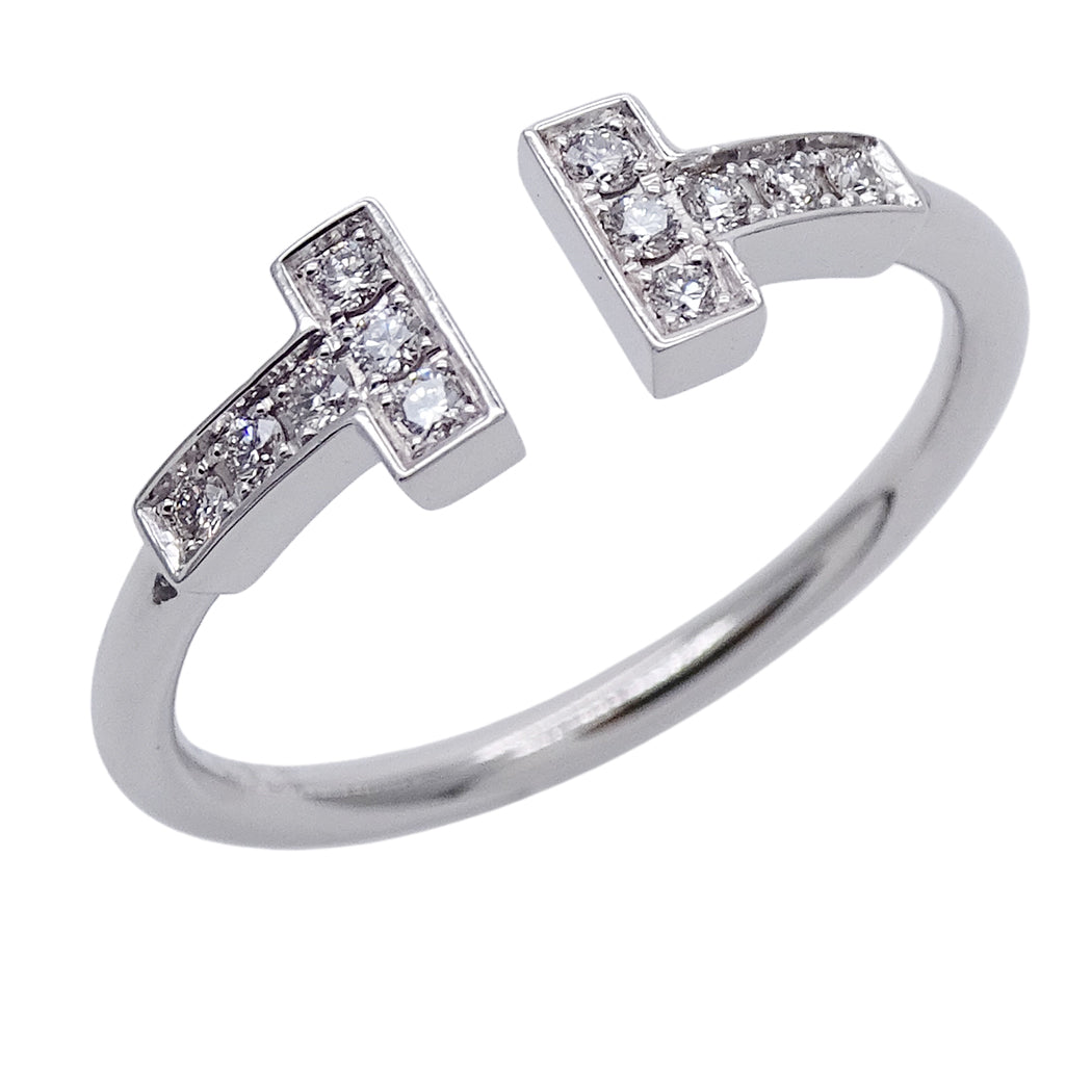 TIFFANY&Co. ティファニー Tワイヤー リング 指輪 750WG ダイヤモンド 約13号 レディース 磨き済み【中古】