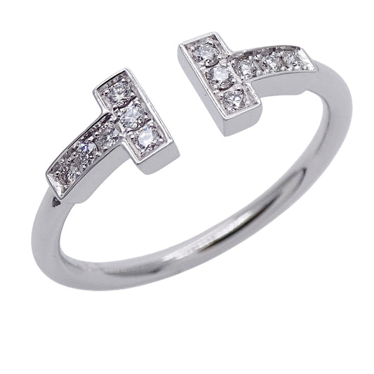 TIFFANY&Co. ティファニー Tワイヤー リング 指輪 750WG ダイヤモンド 約13号 レディース 磨き済み【中古】