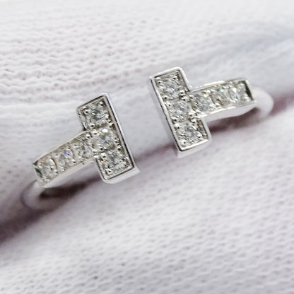 TIFFANY&Co. ティファニー Tワイヤー リング 指輪 750WG ダイヤモンド 約13号 レディース 磨き済み【中古】