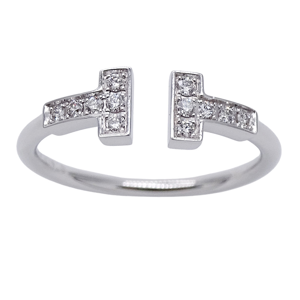 TIFFANY&Co. ティファニー Tワイヤー リング 指輪 750WG ダイヤモンド 約13号 レディース 磨き済み【中古】