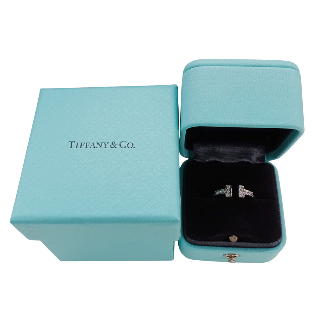 TIFFANY&Co. ティファニー Tワイヤー リング 指輪 750WG ダイヤモンド 約13号 レディース 磨き済み【中古】