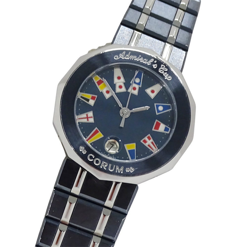 CORUM コルム アドミラルズカップ 39.610.30 V-50 レディース 腕時計 クオーツ QZ SS ガンブルー 磨き済み【中古】