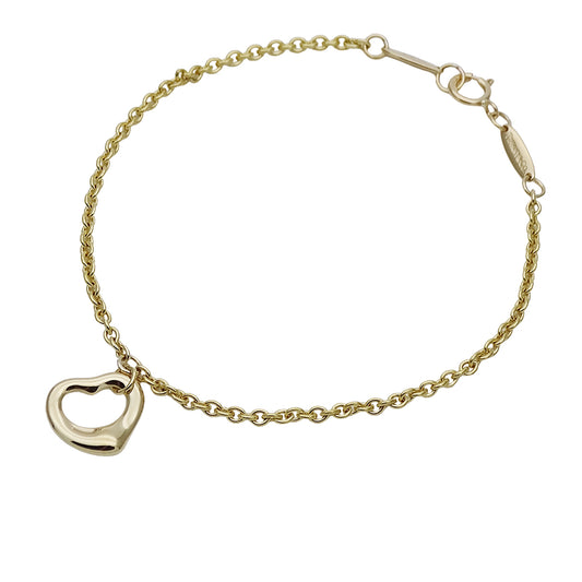 TIFFANY&Co. ティファニー エルサペレッティ オープンハート ブレスレット 750YG イエローゴールド レディース 磨き済み【中古】