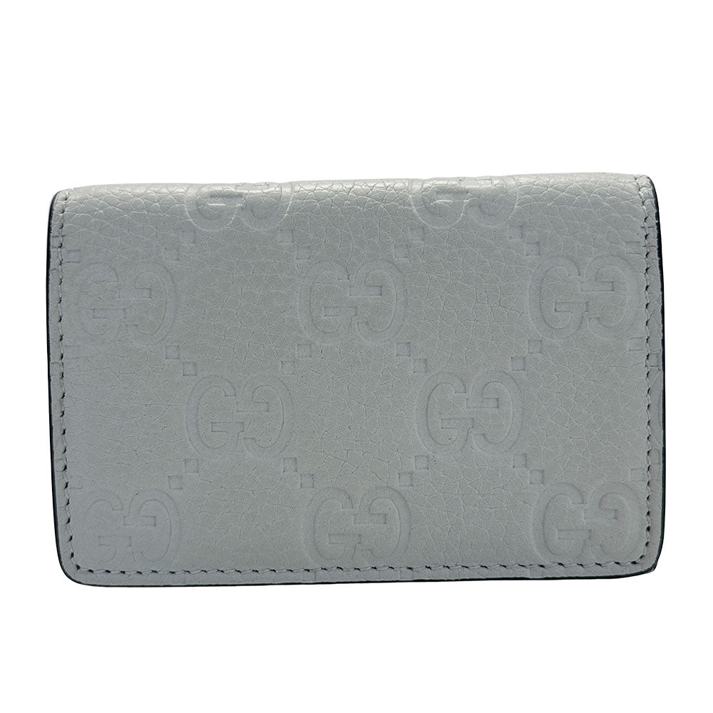GUCCI グッチ カードケース GGエンブレム グレー 840364 レザー メンズ 【中古】