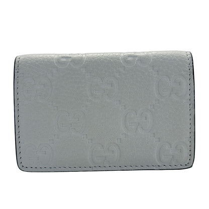 GUCCI グッチ カードケース GGエンブレム グレー 840364 レザー メンズ 【中古】
