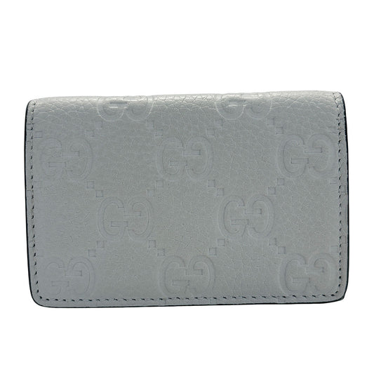 GUCCI グッチ カードケース GGエンブレム グレー 840364 レザー メンズ 【中古】