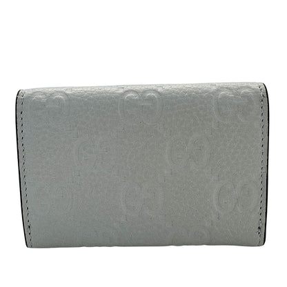 GUCCI グッチ カードケース GGエンブレム グレー 840364 レザー メンズ 【中古】