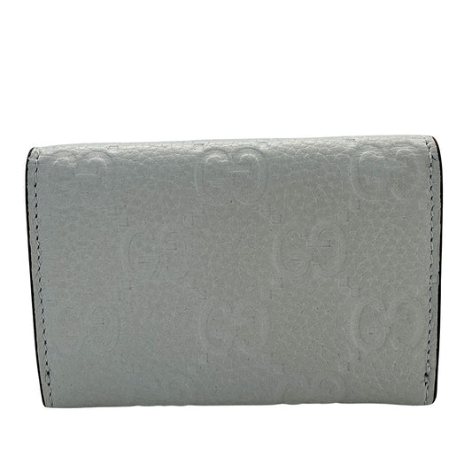 GUCCI グッチ カードケース GGエンブレム グレー 840364 レザー メンズ 【中古】
