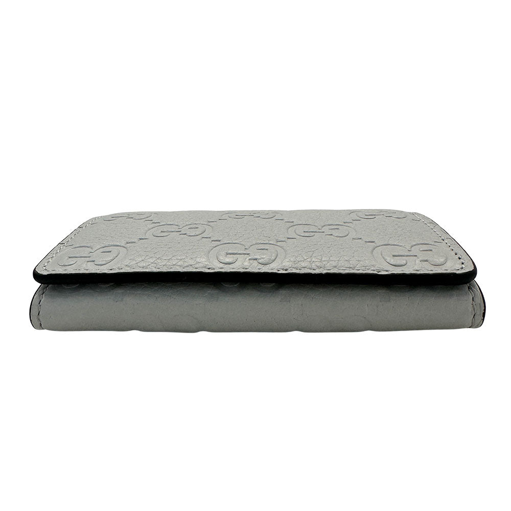 GUCCI グッチ カードケース GGエンブレム グレー 840364 レザー メンズ 【中古】