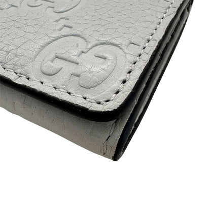 GUCCI グッチ カードケース GGエンブレム グレー 840364 レザー メンズ 【中古】