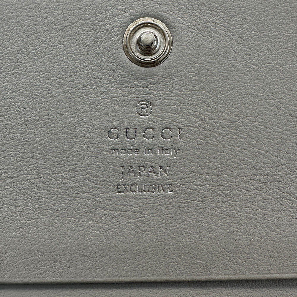 GUCCI グッチ カードケース GGエンブレム グレー 840364 レザー メンズ 【中古】