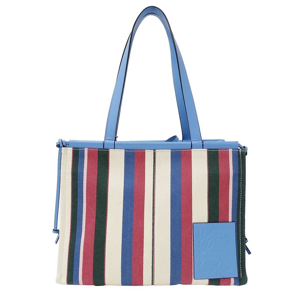 LOEWE ロエベ クッショントート トートバッグ ブルー マルチカラー キャンバス レディース 【中古】