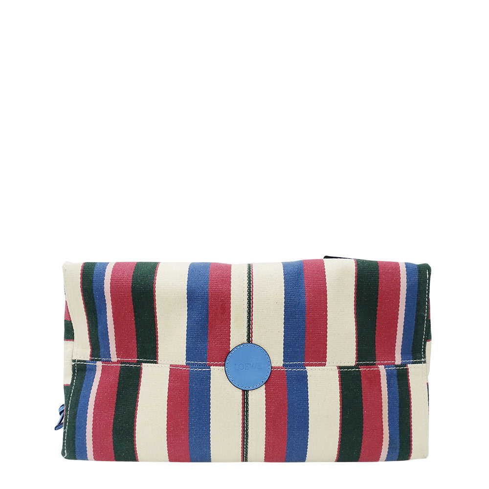 LOEWE ロエベ クッショントート トートバッグ ブルー マルチカラー キャンバス レディース 【中古】