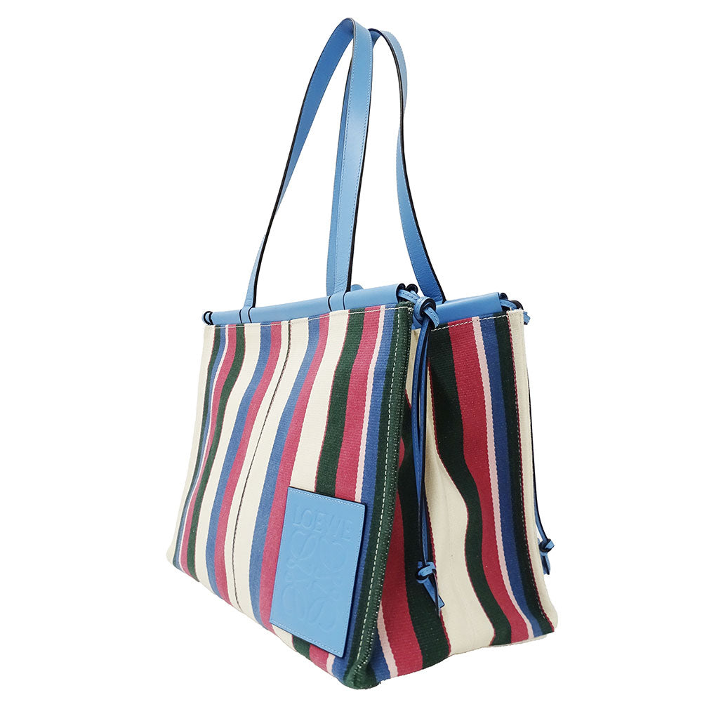 LOEWE ロエベ クッショントート トートバッグ ブルー マルチカラー キャンバス レディース 【中古】