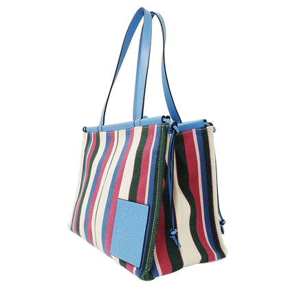 LOEWE ロエベ クッショントート トートバッグ ブルー マルチカラー キャンバス レディース 【中古】