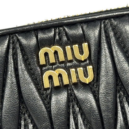 MIUMIU ミュウミュウ コインケース マテラッセ ブラック ゴールド金具 レザー レディース チェーン付き 【中古】
