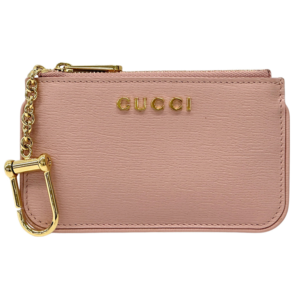 GUCCI グッチ コインケース スクリプト ピンク ゴールド 790102 レザー レディース メンズ 【中古】