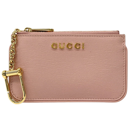 GUCCI グッチ コインケース スクリプト ピンク ゴールド 790102 レザー レディース メンズ 【中古】