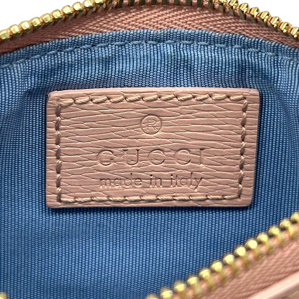 GUCCI グッチ コインケース スクリプト ピンク ゴールド 790102 レザー レディース メンズ 【中古】