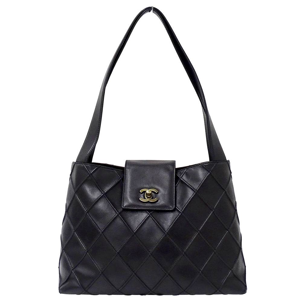 CHANEL シャネル ショルダーバッグ コスモスライン ブラック ラムスキン レディース 【中古】