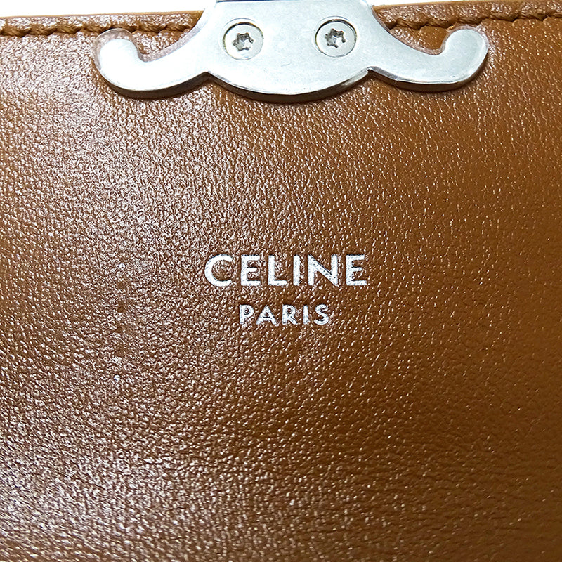 CELINE セリーヌ スモール フラップウォレット 三つ折り財布 トリオンフ ブルー デニム レディース 【中古】